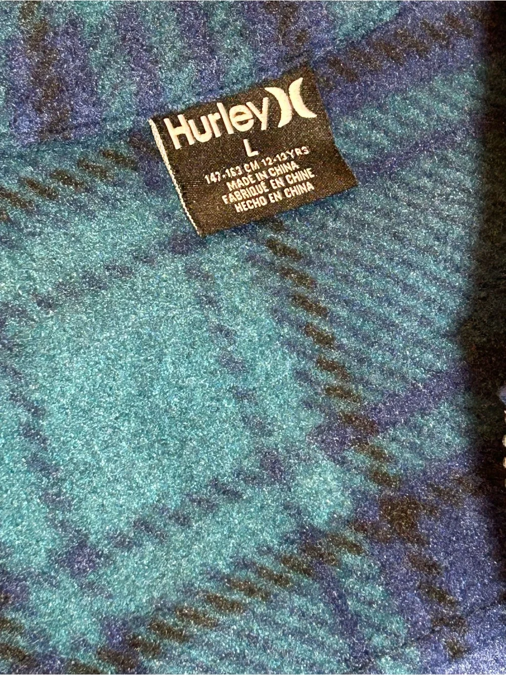 Hurley Blue & Teal Plaid Zip Fleece Jacket